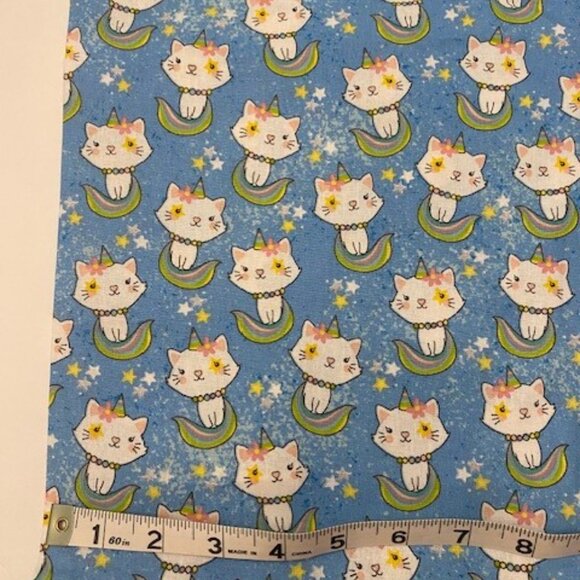 Pretty Kitty Unicorn sparkle stars baby quilt apparel home fabric 2 yard piece - Picture 3 of 3